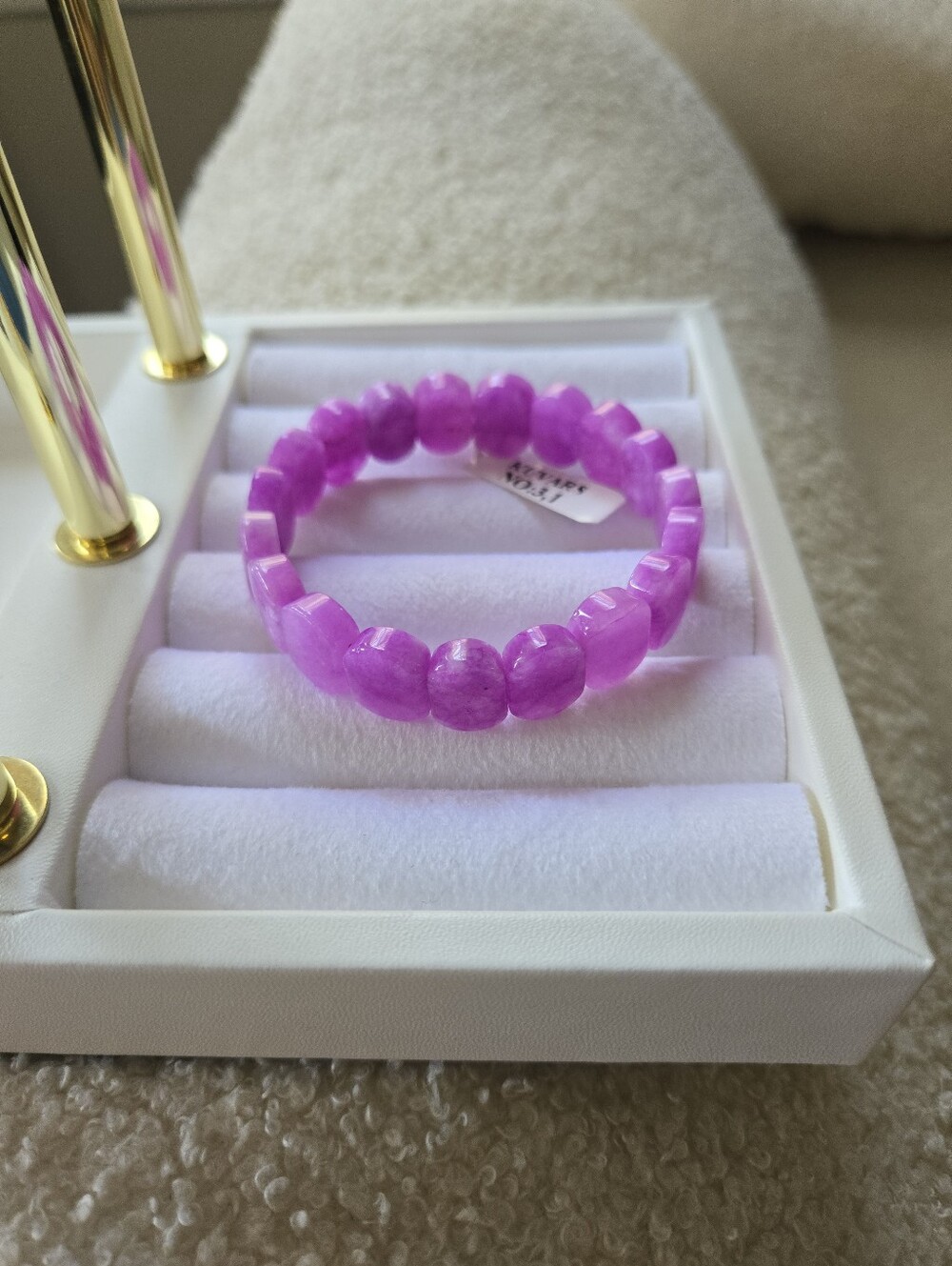 Faceted Pink Beaded Stretch Bracelet - Picture 4 of 5